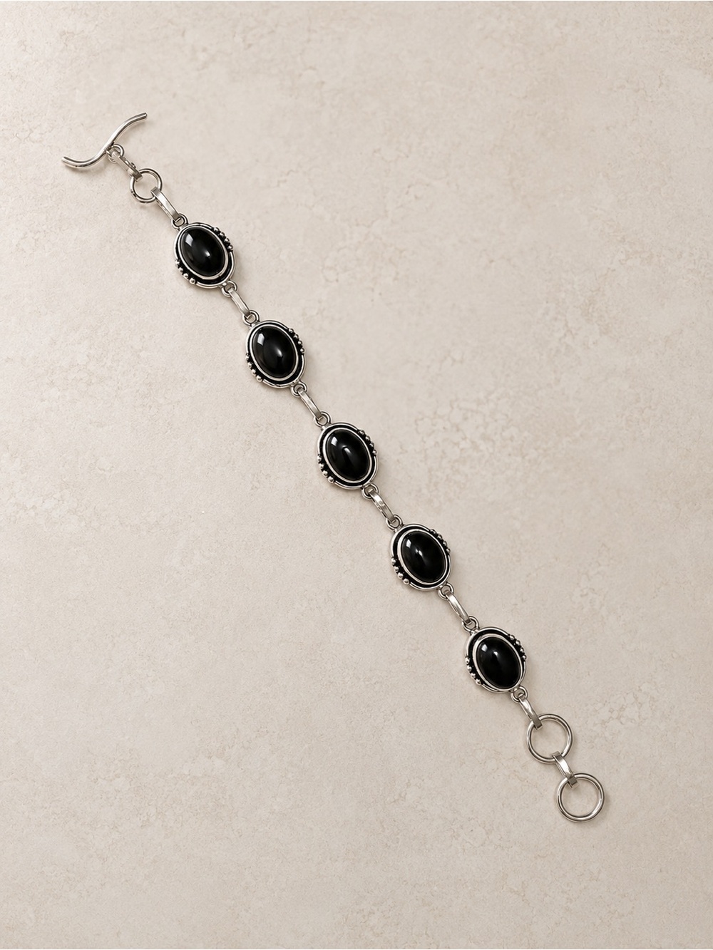 New Onyx & Sterling Silver Handcrafted Bracelet – New .925 Western Bohemian